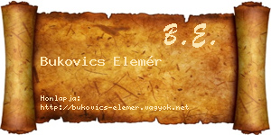Bukovics Elemér névjegykártya